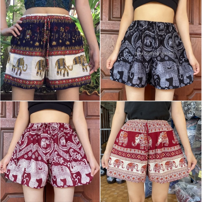 Elephant print Thai pants shorts - Image 2