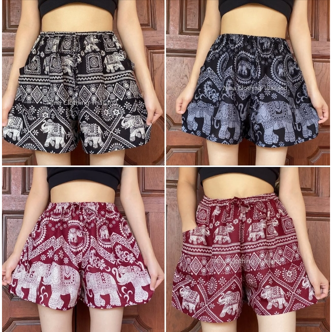 Elephant print Thai pants shorts - Image 4