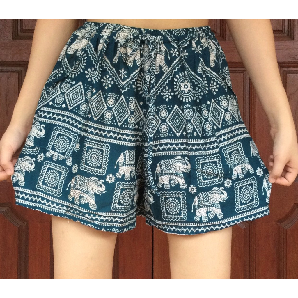 Elephant print Thai pants shorts - Image 37