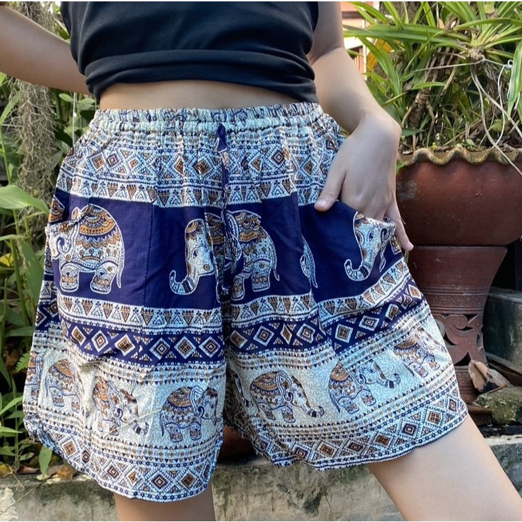 Elephant print Thai pants shorts - Image 44