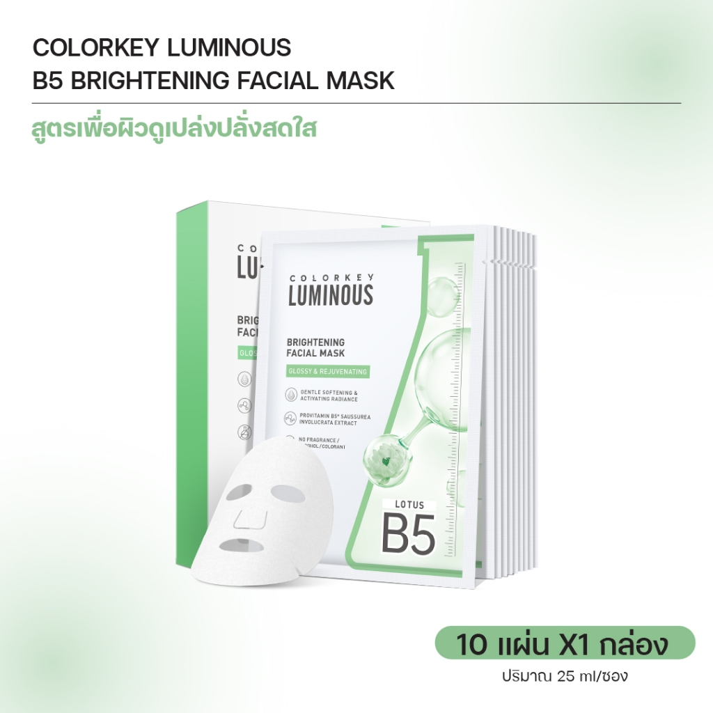 COLORKEY LUMINOUS FACIAL MASK, 4 formulas of facial masks, Pro-Vitamin B5 Plus - Image 2