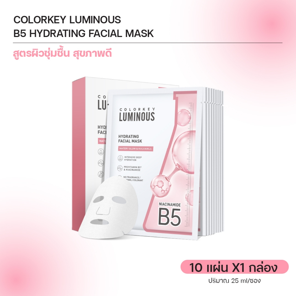 COLORKEY LUMINOUS FACIAL MASK, 4 formulas of facial masks, Pro-Vitamin B5 Plus - Image 3