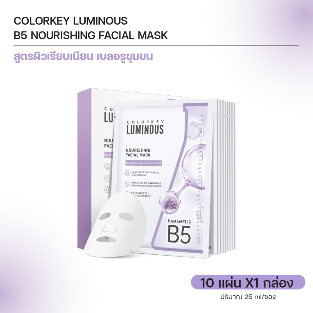 COLORKEY LUMINOUS FACIAL MASK, 4 formulas of facial masks, Pro-Vitamin B5 Plus - Image 4