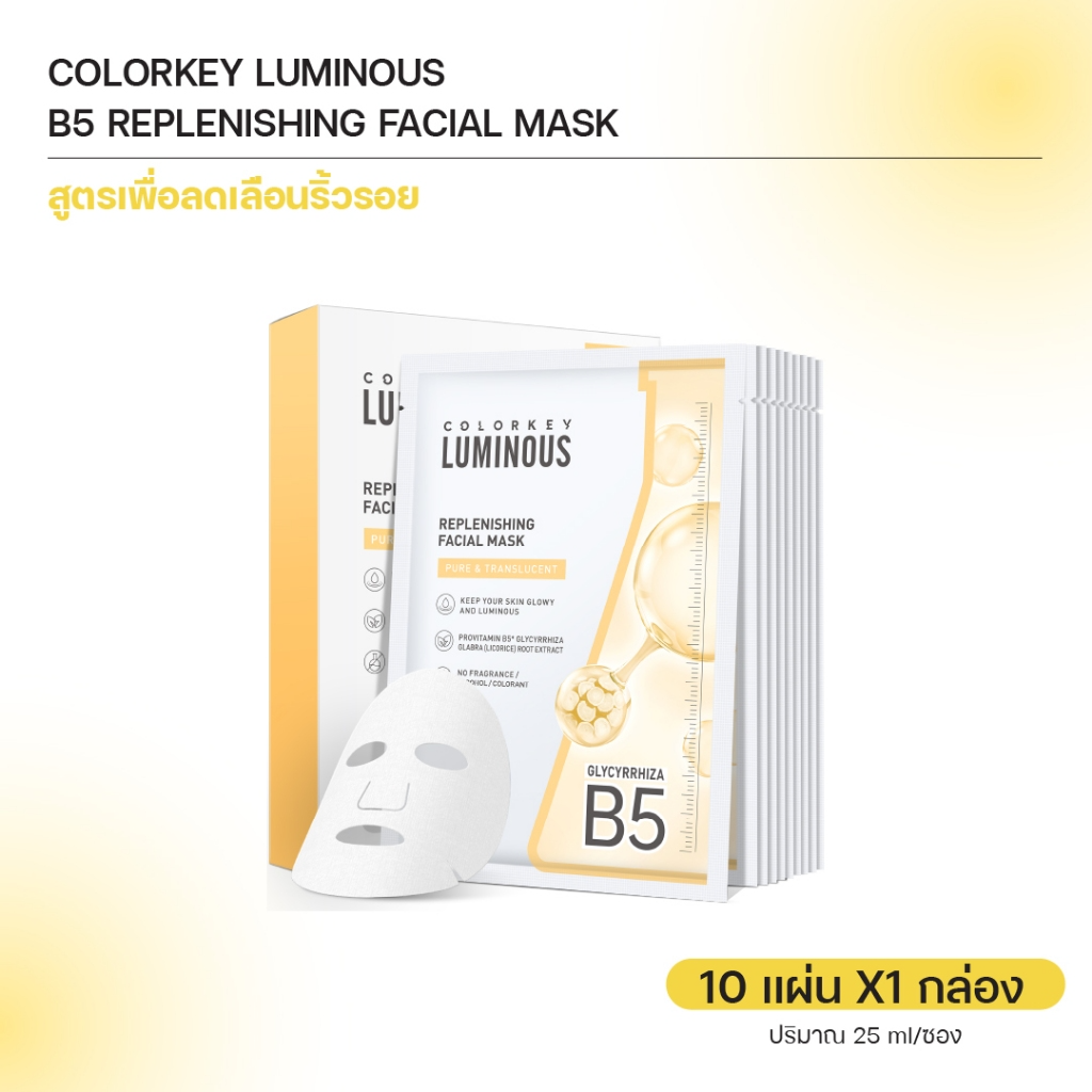 COLORKEY LUMINOUS FACIAL MASK, 4 formulas of facial masks, Pro-Vitamin B5 Plus - Image 5